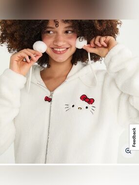 NWT Aeropostale hello kitty fleece white zip up hoodie-please read description